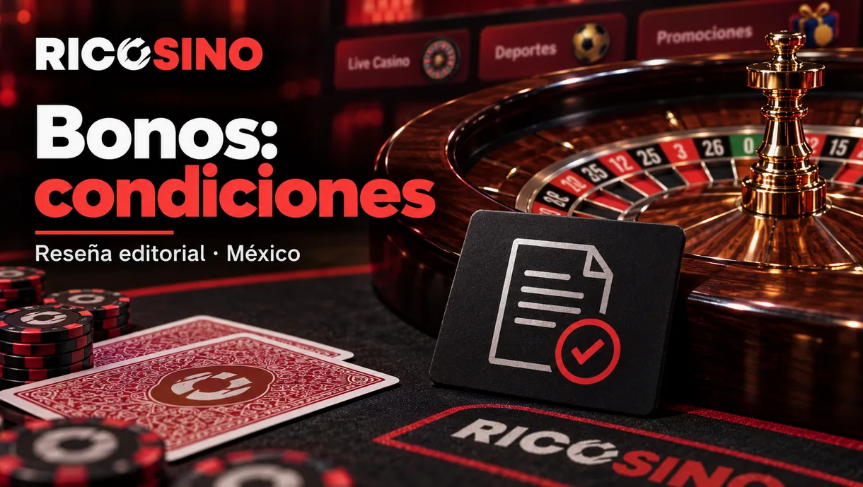 Portada editorial «Bonos: condiciones» con borde de ruleta, reversos de cartas y un icono de condiciones